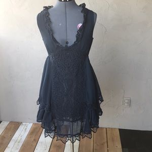Free people navy blue lace tunic dress.